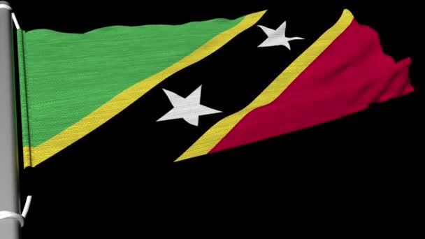 Drapeau Saint Kitts Nevis Flottait Dans Courant Constant Vent — Video