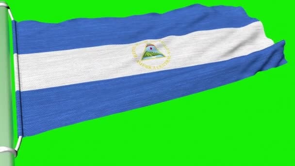 Nicaragua Zászlója Folyamatosan Lobogott Szélben — Stock videók