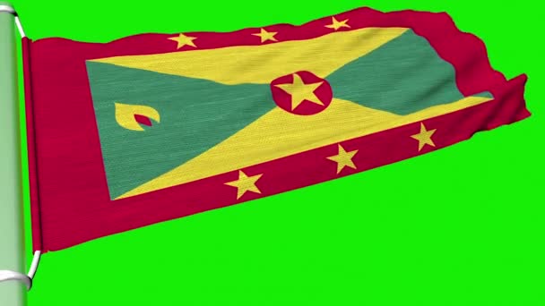 Vlajka Grenady Vlála Stálém Proudu Větru — Stock video