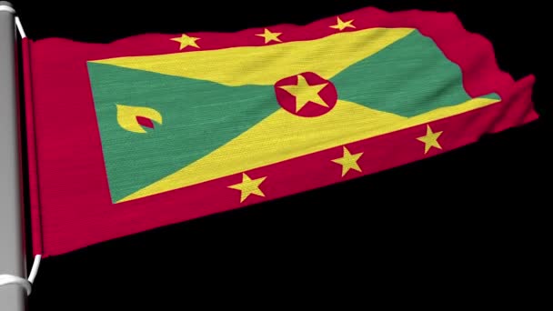 Grenada Flagga Fladdrade Stadig Ström Vind — Stockvideo