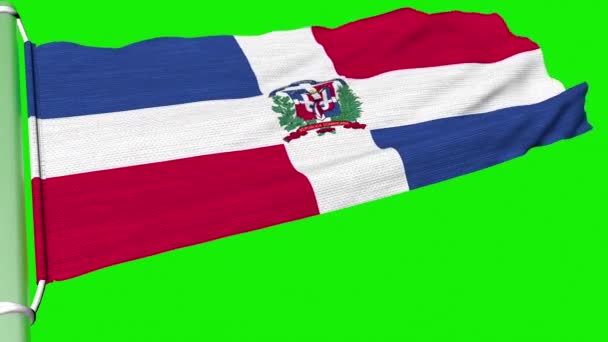 Доминиканский Флаг Республика Трепетала Непрерывном Движении Ветра — стоковое видео