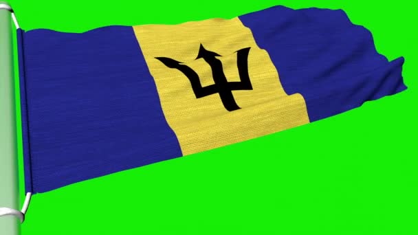 Bandeira Barbados Estava Agitando Fluxo Constante Vento — Vídeo de Stock