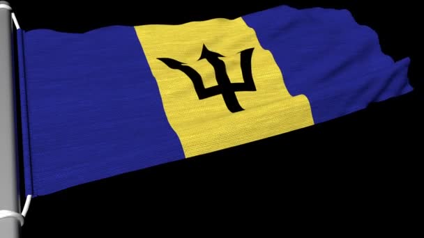 Vlajka Barbadosu Vlála Pravidelném Větru — Stock video