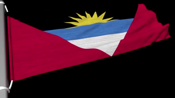 Las Banderas Antigua Barbuda Ondean Una Corriente Constante Viento — Vídeos de Stock