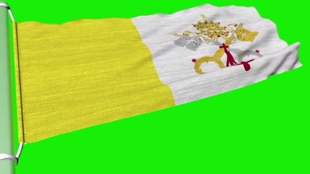 Держава Ватиканський Міський Прапор Летить Постійному Вітрі — стокове відео