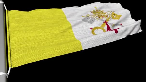 Держава Ватиканський Міський Прапор Летить Постійному Вітрі — стокове відео
