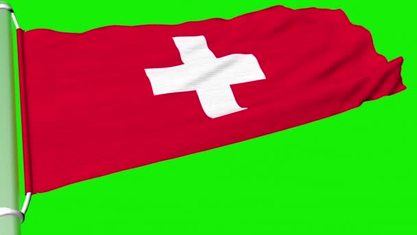 Switzerland Flag Flies Steadily Flowing Air — Stock Video