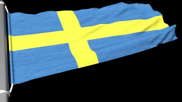 Bandeira Suécia Voa Fluxo Constante Vento — Vídeo de Stock