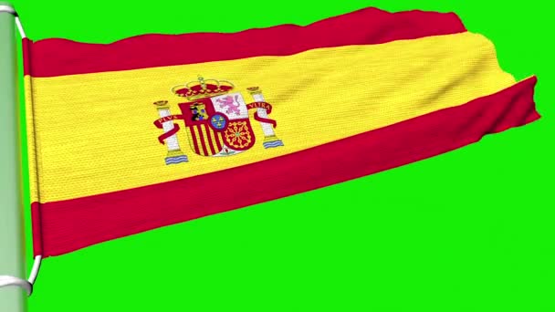 Bandera España Ondeaba Una Corriente Constante Viento — Vídeo de stock