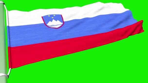 Σημαία Της Σλοβενίας Κυματίζει Μια Σταθερή Ροή Ανέμου — Αρχείο Βίντεο