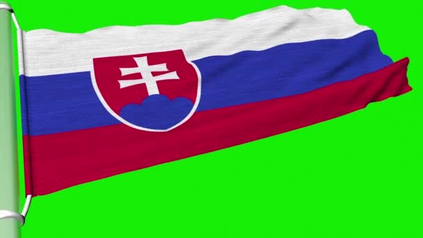 Σημαία Της Σλοβακίας Κυμάτιζε Μια Σταθερή Ροή Ανέμου — Αρχείο Βίντεο