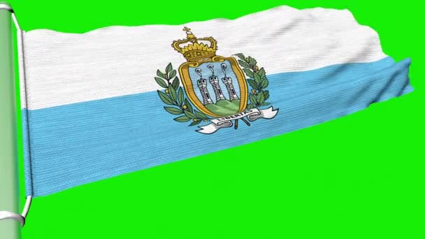 Bandeira San Marino Agitou Num Fluxo Constante Vento — Vídeo de Stock