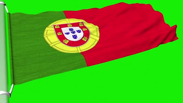 Portugals Flagga Flyger Ett Ögonblick Ständig Vind — Stockvideo
