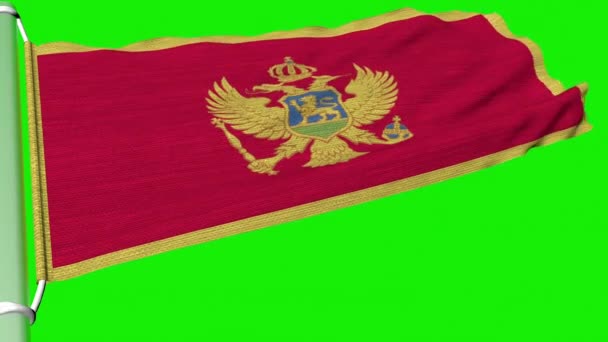 Bandeira Montenegro Agitou Num Fluxo Constante Vento — Vídeo de Stock