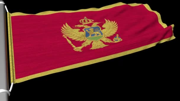 Die Flagge Montenegros Wehte Stetigen Wind — Stockvideo