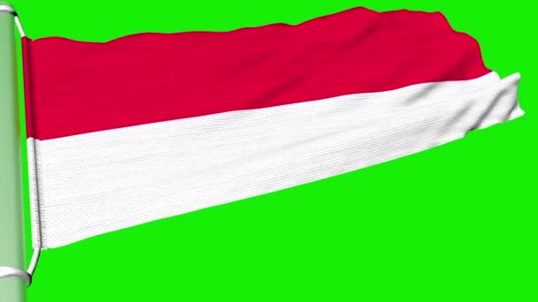 Vlag Van Indonesië Vliegt Een Gestage Stroom Van Wind — Stockvideo