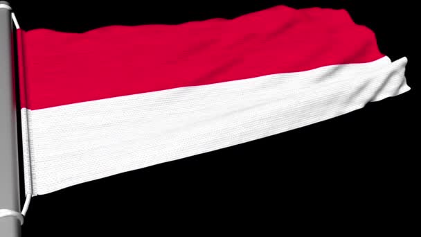 Vlag Van Indonesië Vliegt Een Gestage Stroom Van Wind — Stockvideo