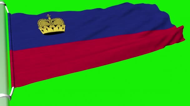 Прапор Ліхтенштейну Пурхав Постійному Вітрі — стокове відео