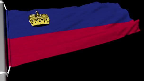Флаг Лихтенштейна Развевался Постоянном Потоке Ветра — стоковое видео