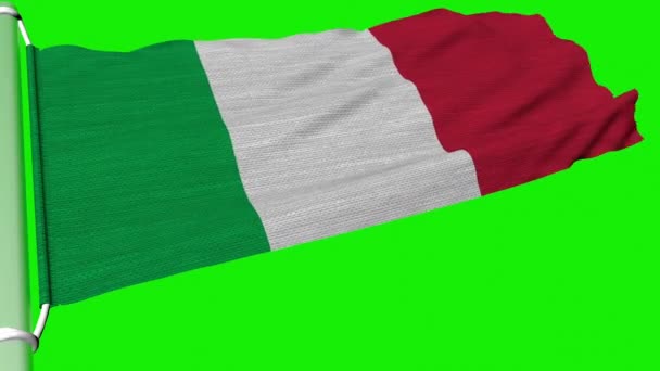 Bandiera Italia Sventola Flusso Costante Vento — Video Stock