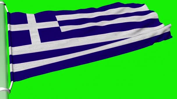 Yunanistan Bayrağı Sürekli Bir Rüzgar Akıntısında Dalgalanıyordu — Stok video