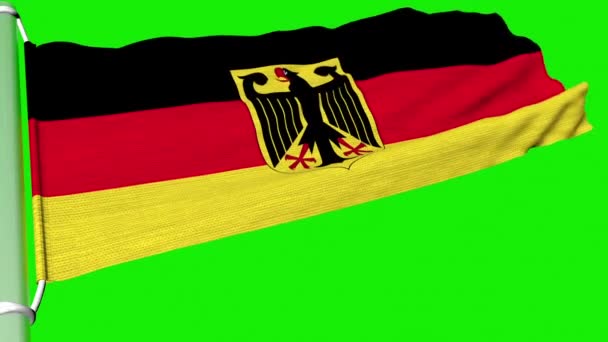 Vlag Van Duitsland Wapperde Voortdurende Kracht Van Wind — Stockvideo