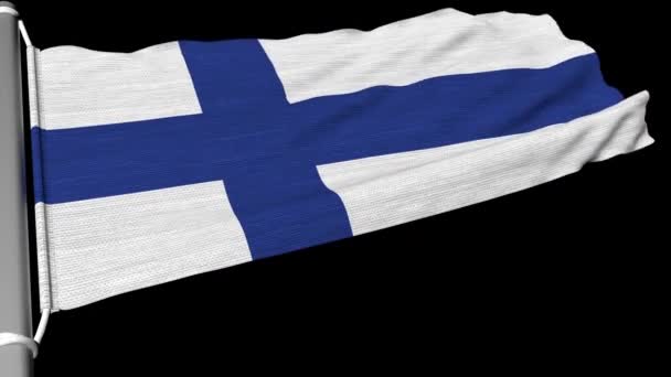 Флаг Финляндии Выставляется Напоказ Силу Непрерывного Ветра — стоковое видео