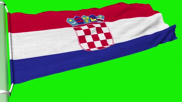 Хорватський Прапор Пурхає Силою Вітру Постійно — стокове відео