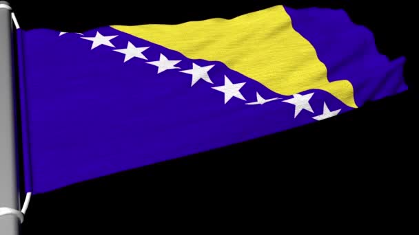 Las Banderas Bosnia Herzegovina Continuaron Ondeando Con Fuerza Del Viento — Vídeos de Stock