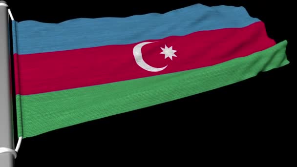 Bandera Azerbaiyán Continuó Ondeando Con Fuerza Del Viento — Vídeo de stock