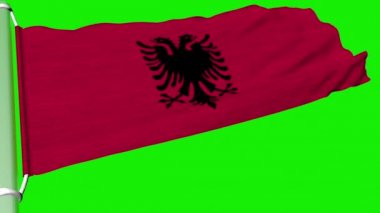 Arnavutluk bayrağı rüzgarın gücüyle dalgalanmaya devam etti.