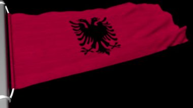 Arnavutluk bayrağı rüzgarın gücüyle dalgalanmaya devam etti.