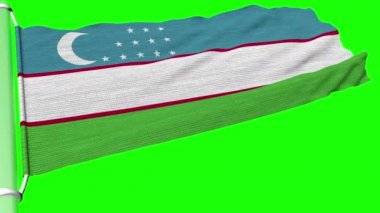 Özbekistan bayrağı sürekli bir rüzgar akışı içinde dalgalanıyor.