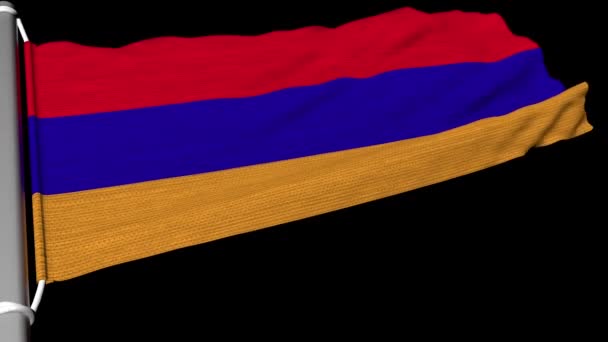 Флаг Армении Продолжал Махать Силой Ветра — стоковое видео