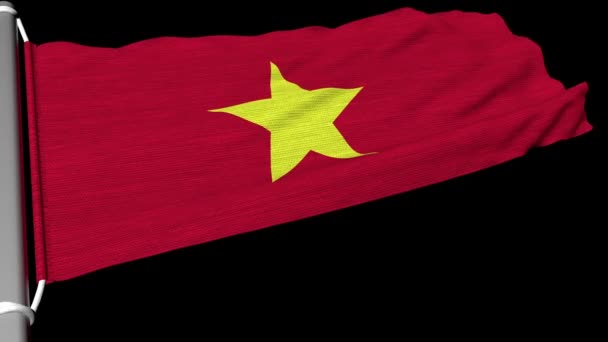 Flaga Wietnamu Wisi Stałym Strumieniu Wiatru — Wideo stockowe