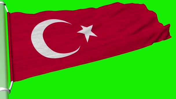 Die Türkei Flagge Weht Mit Konstanter Windstärke — Stockvideo