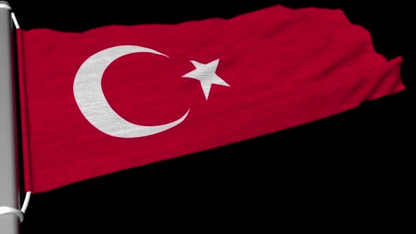 Die Türkei Flagge Weht Mit Konstanter Windstärke — Stockvideo