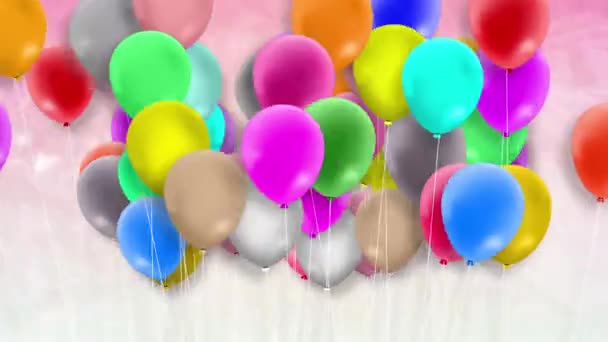 Many Balloons Colorful Swaying Force Wind — Stock Video