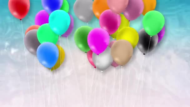 Muchos Globos Coloridos Balanceándose Con Fuerza Del Viento — Vídeo de stock