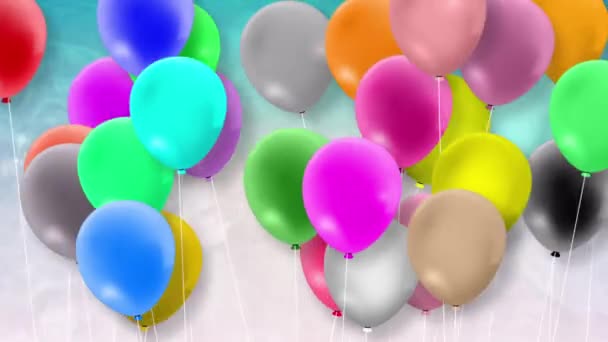 Wiele Balonów Kolorowe Kołysząc Się Siłą Wiatru — Wideo stockowe