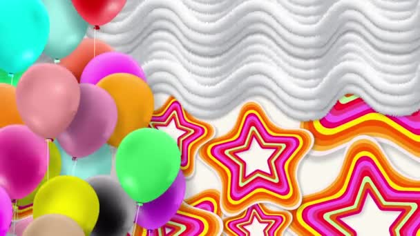 Veel Ballonnen Kleurrijk Zwaaiend Met Kracht Van Wind — Stockvideo