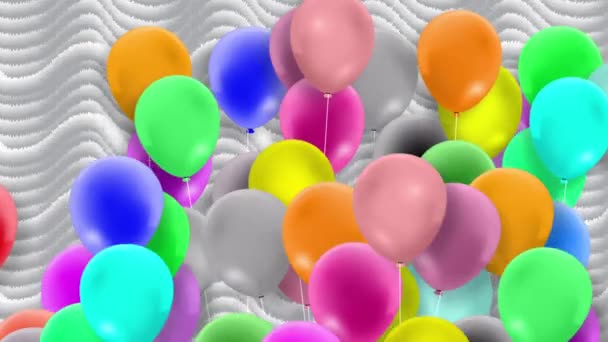 Beaucoup Ballons Colorés Oscillant Avec Force Vent — Video