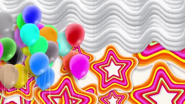 Πολλά Μπαλόνια Πολύχρωμα Ταλαντεύεται Δύναμη Του Ανέμου — Αρχείο Βίντεο