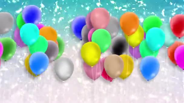 Πολλά Μπαλόνια Πολύχρωμα Ταλαντεύεται Δύναμη Του Ανέμου — Αρχείο Βίντεο