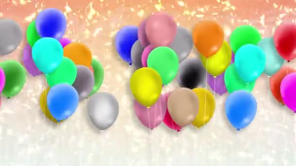 Muchos Globos Coloridos Balanceándose Con Fuerza Del Viento — Vídeos de Stock