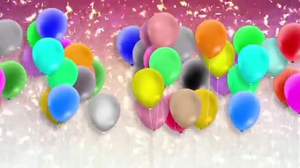 Muchos Globos Coloridos Balanceándose Con Fuerza Del Viento — Vídeos de Stock