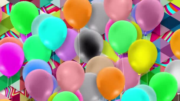 Muchos Globos Coloridos Balanceándose Con Fuerza Del Viento — Vídeo de stock