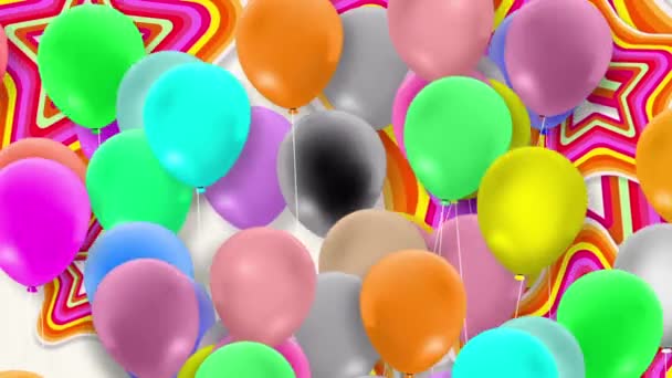 Viele Luftballons Bunt Schwankend Wind — Stockvideo