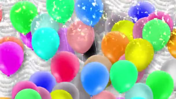 Wiele Balonów Kolorowe Kołysząc Się Siłą Wiatru — Wideo stockowe