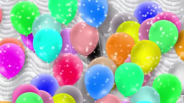 Många Ballonger Färgglada Svajande Med Kraften Vinden — Stockvideo